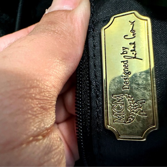 MCM Black Leather Backpack Gold Hardware Munich Design Mini Flap Drawstring - Picture 8 of 11